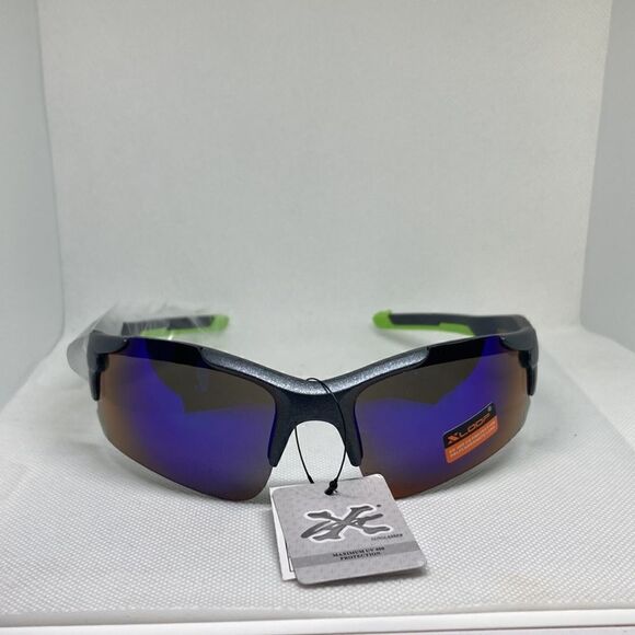 X-Loop Wrap Semi Rimless Mirrored Lens Sunglasses - Picture 2 of 3